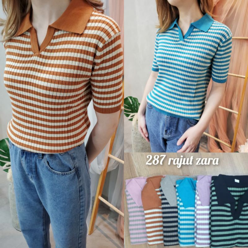 Polo Knit Stripe Cotton Knit (287)