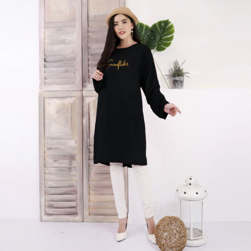 TUNIK JUMBO WANITA LD 120 , LD 130, LD 140 TUNIK SAKU BORDIR BIGSIZE