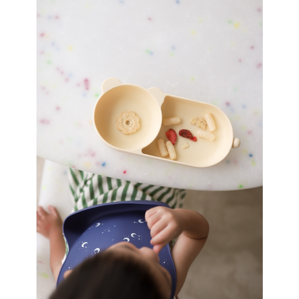 Mellow Kuma Silicone Plate -  Plate Suction Divided Piring Peralatan Makan Anak Bayi Silikon Baby With Suction