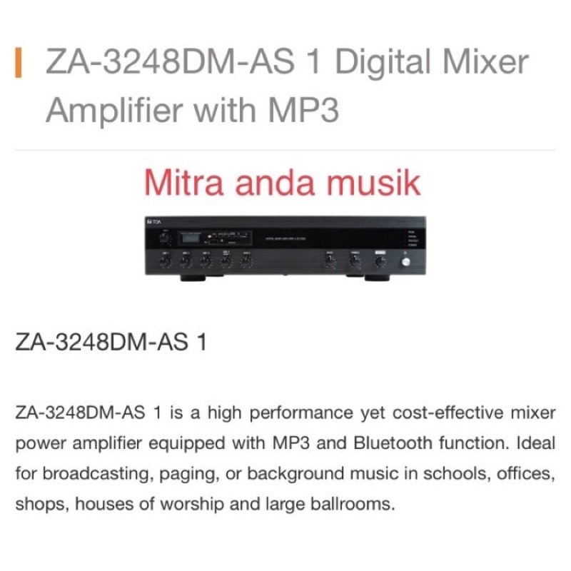 mixer amplifier power amplifier toa za3248dm mp3 bluetooth 480 watt
