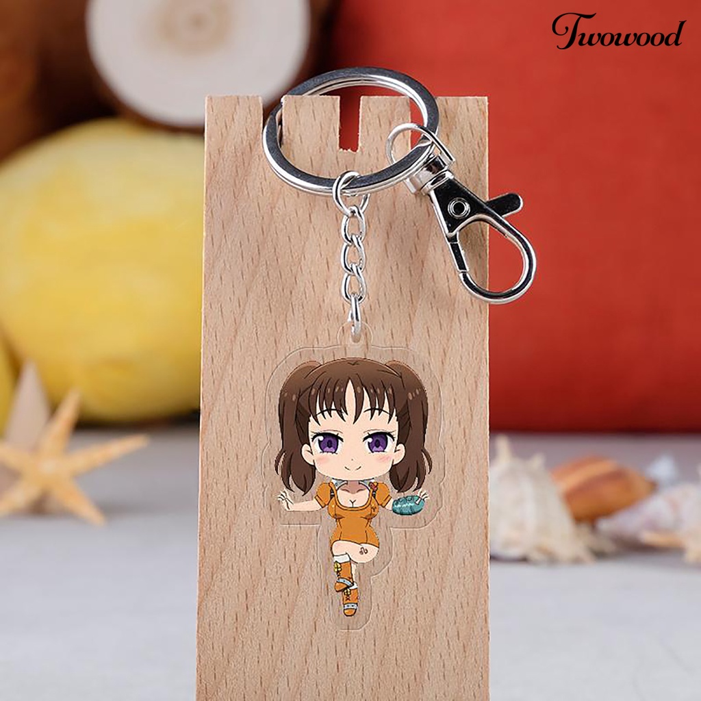 Twowood Gantungan Kunci Model Miniatur Anime Dua Sisi Bahan Akrilik Untuk Anak