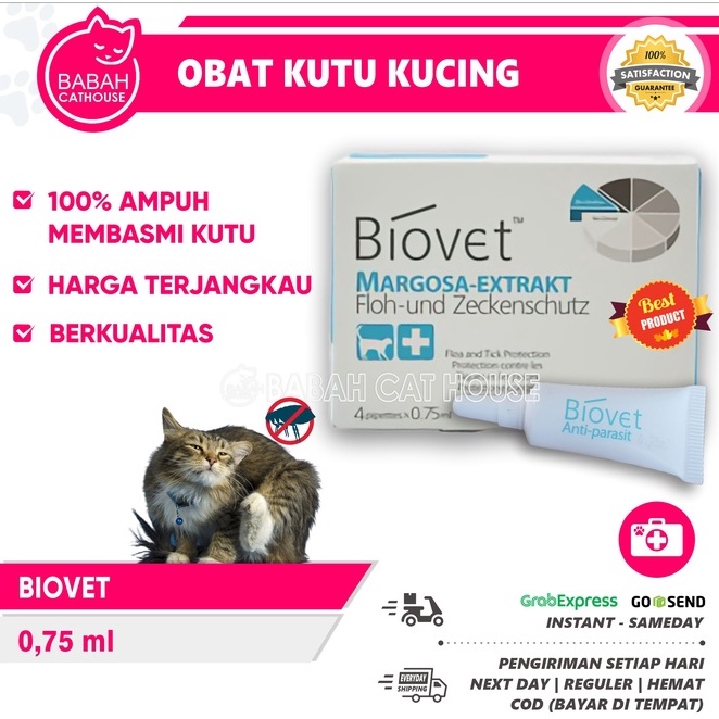 BIOVET Obat Tetes Anti Kutu Kucing Kitten Penghilang Pembasmi Ampuh Anak Cat Flea And