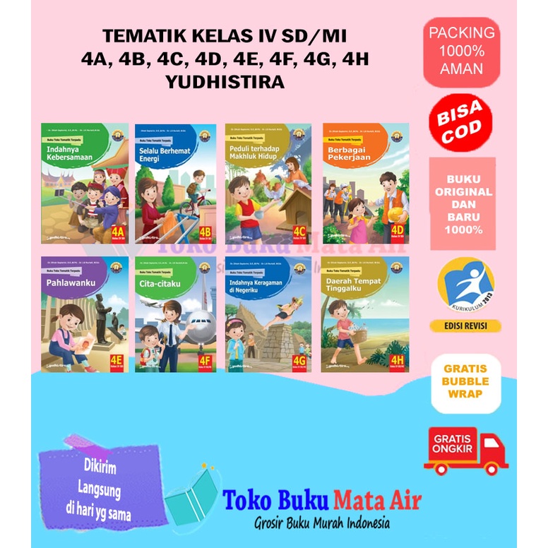 PAKET SATUAN TEMATIK KELAS IV SD/MI K13N TEMATIK 4A-4H YUDHISTIRA