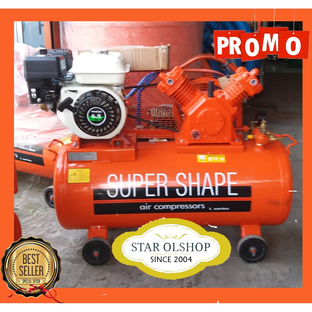 Garansi kompresor angin Super Shape 1 hp + mesin engine bensin 5,5 hp air compressor udara