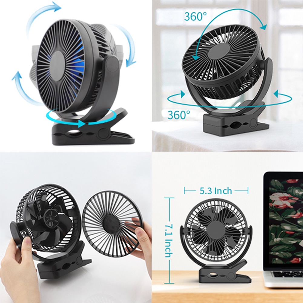 Codclip Fan 5000mah Rechargeable Battery Operated Portable Personal Fan Quiet Strong Wind Shopee Indonesia