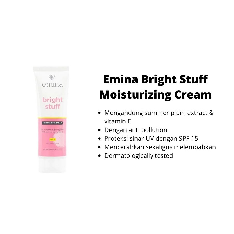 BPOM Emina Bright Stuff Moisturizing Cream 20 ml - Pelembab Wajah Mencerahkan