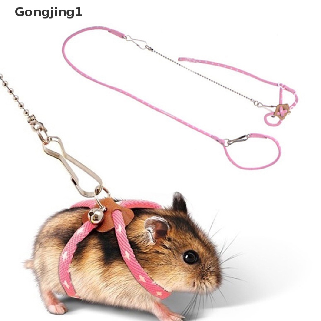 Gongjing1 Set Tali Tuntun Harness Adjustable Dengan Lonceng Untuk Hamster / Musang Peliharaan