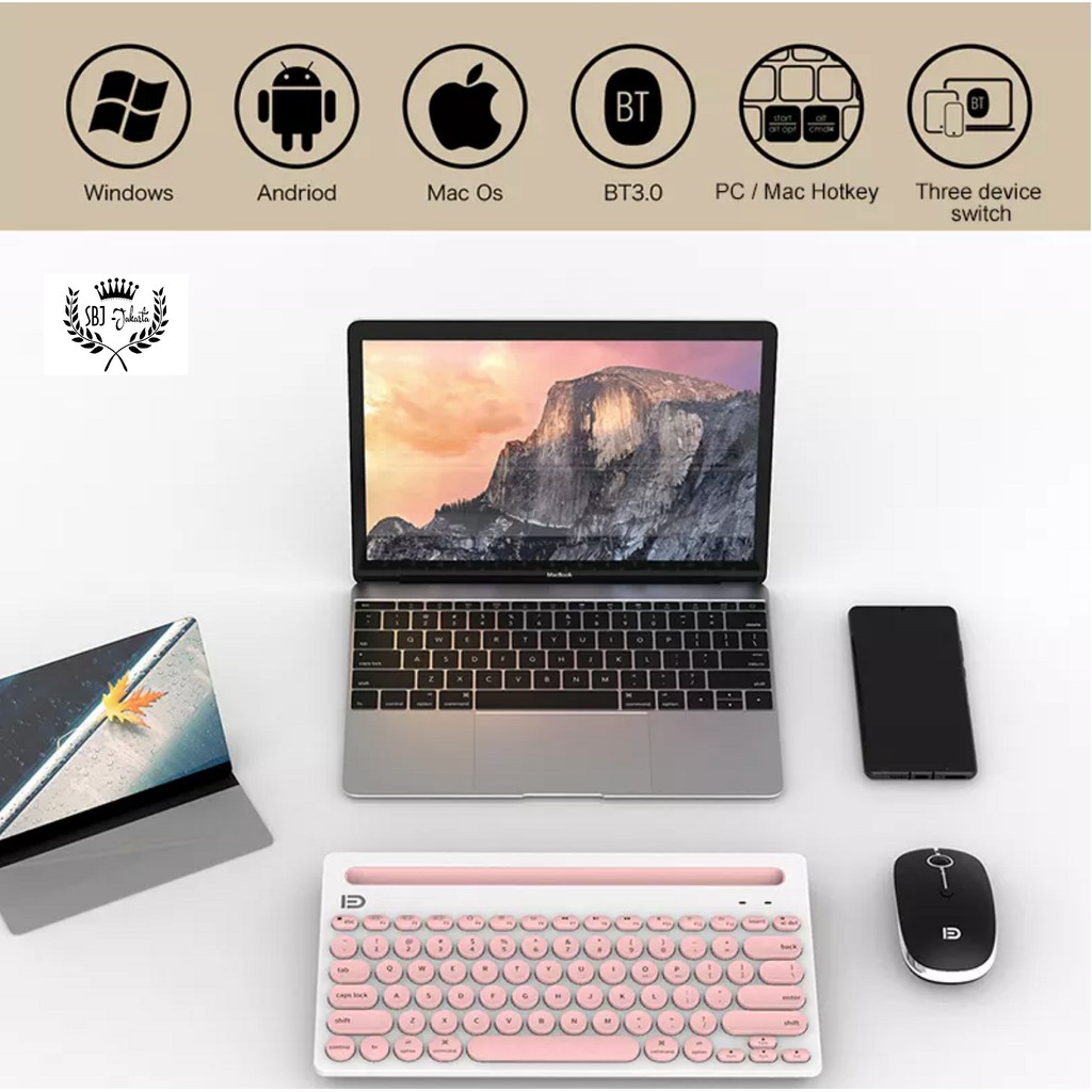 Keyboard BLUETOOTH Premium Wireless Colorful Laptop Komputer PC Windows IOS Android ipad Tablet HP