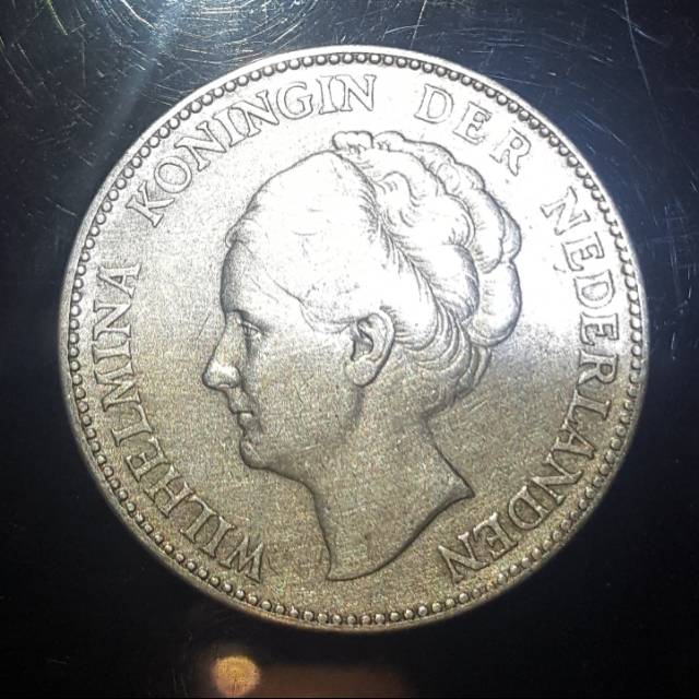 ASLI KOIN PERAK BELANDA RATU WILHELMINA 1 G ASLI