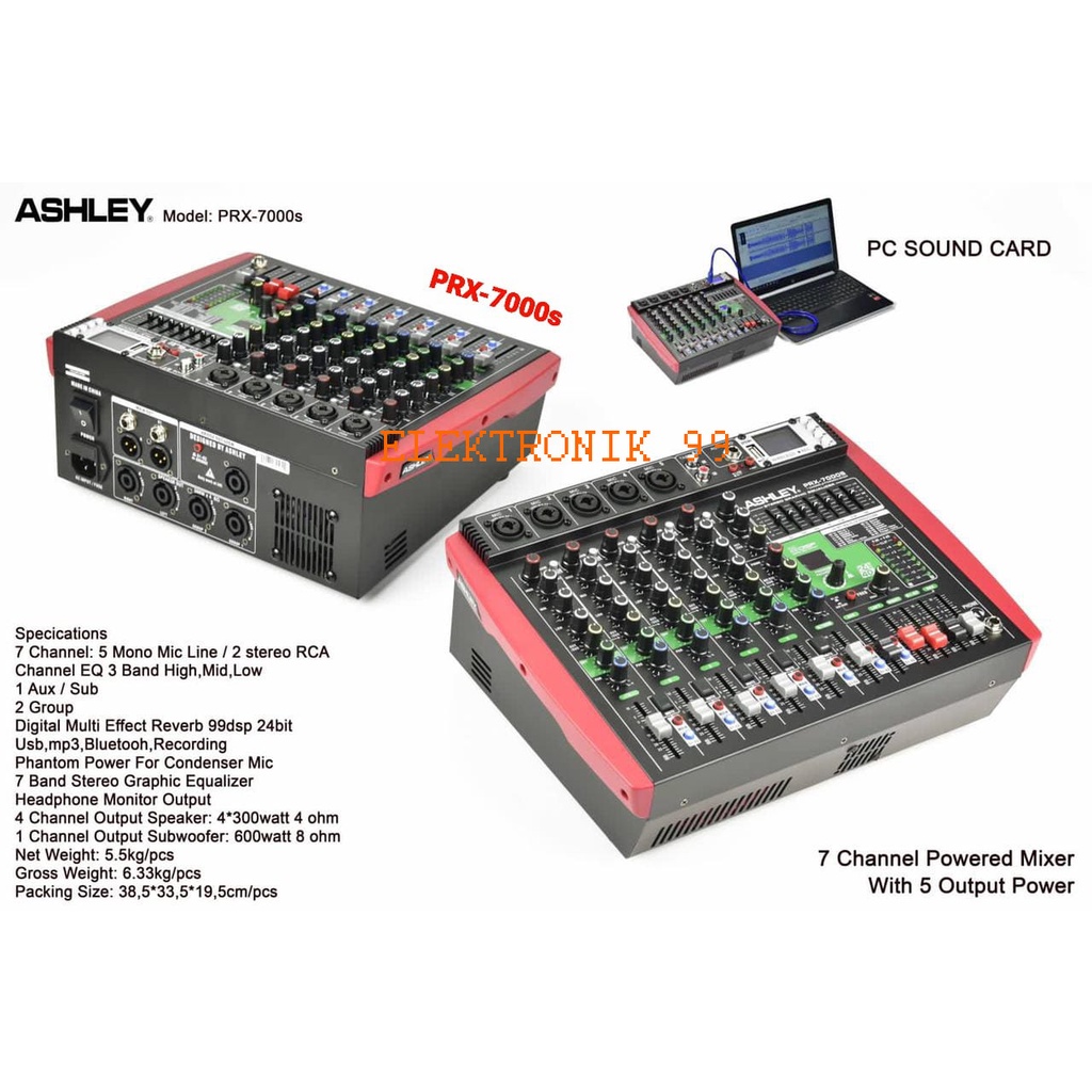 Power Mixer 7 channel ASHLEY PRX 7000S / prx 7000s ashley / ORIGINAL