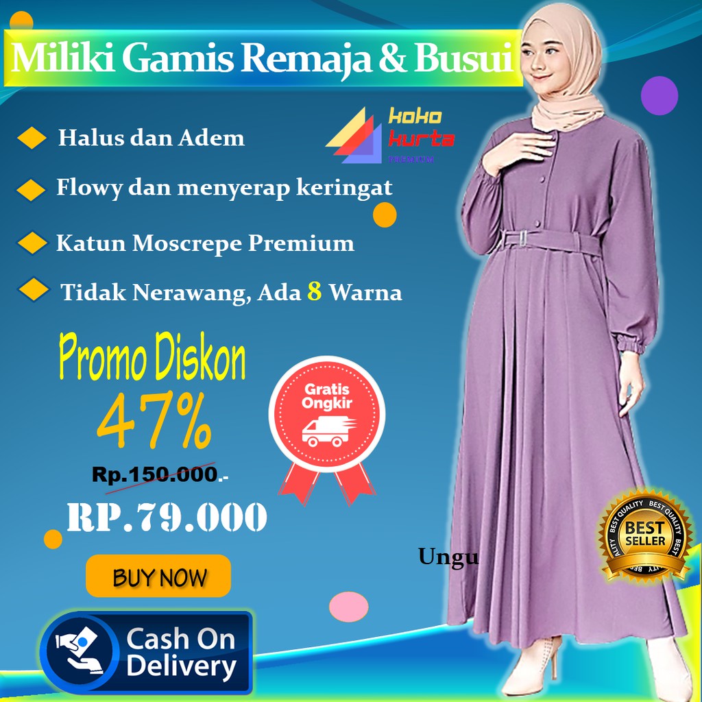 GAMIS SHAKILA MONNA .ALSIZE /JUMBO..BELT BUSUI TERBARU TERLARIS
