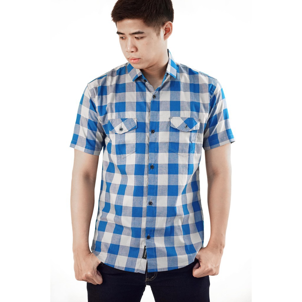 U8 – Kemeja  Pria Lengan Pendek Modern Fit Bahan Katun & Oxford