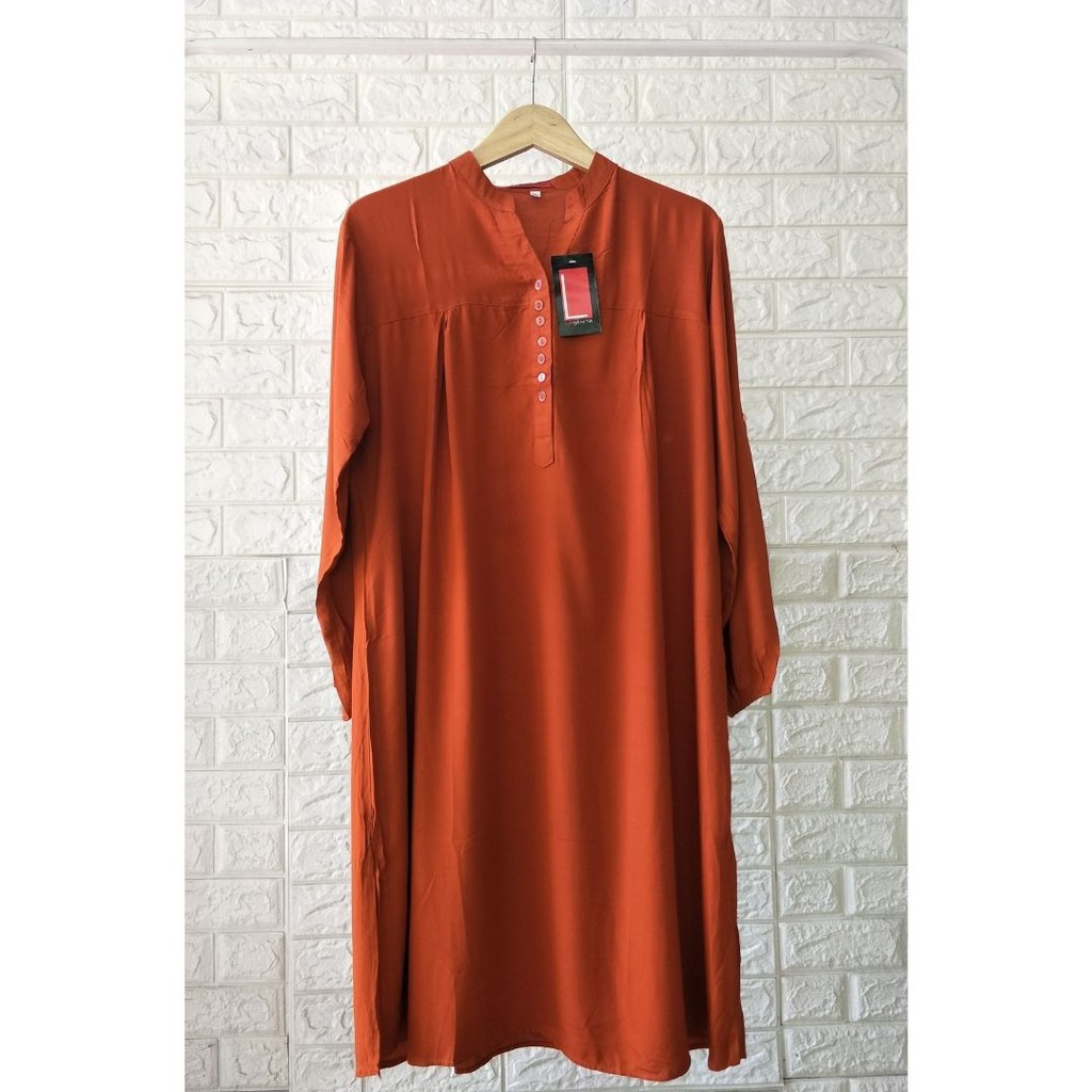 Tunik polos rayon orange bata