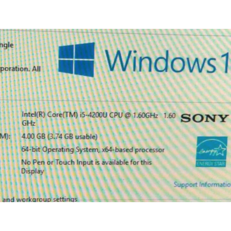 Laptop Sony Vaio Core i5-4200U minus