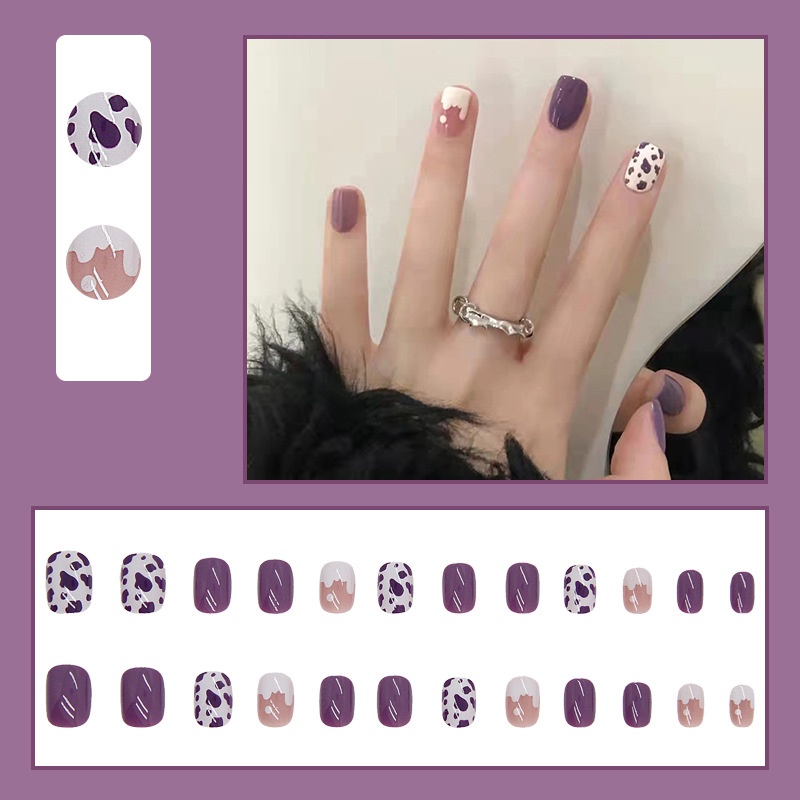 Kuku Palsu Fake Nail 24 Pcs Kemasan Strip Kuku Palsu Baru Fake Nails Kuku Palsu 3d Kuku Palsu Polos French Manicure-T123