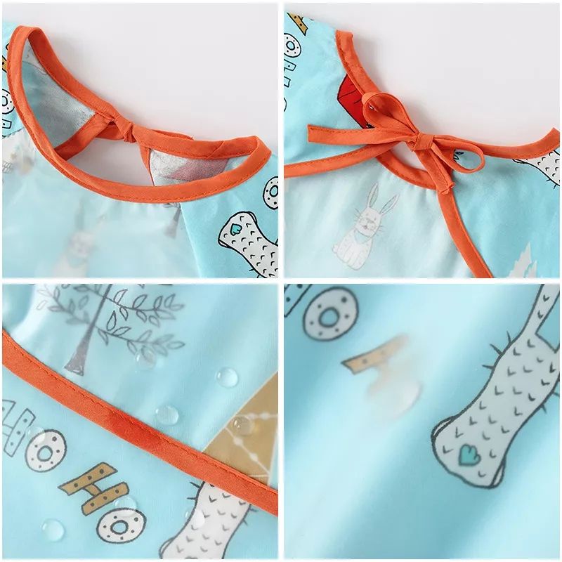 New Celemek Makan Anak Bayi Lengan Pendek Anti Air Bibs Bayi