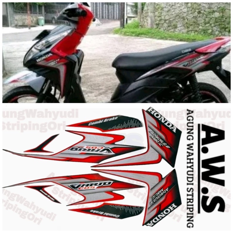 STRIPING MOTOR HONDA VARIO TECHNO 2010 HITAM MERAH STIKER STICKER LIS LES SEPEDA BODY BODI VARIASI M