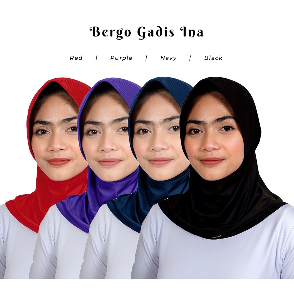 Bergo Gadis Ina by Nisrina / Hijab bergo instant bahan Lycra premium