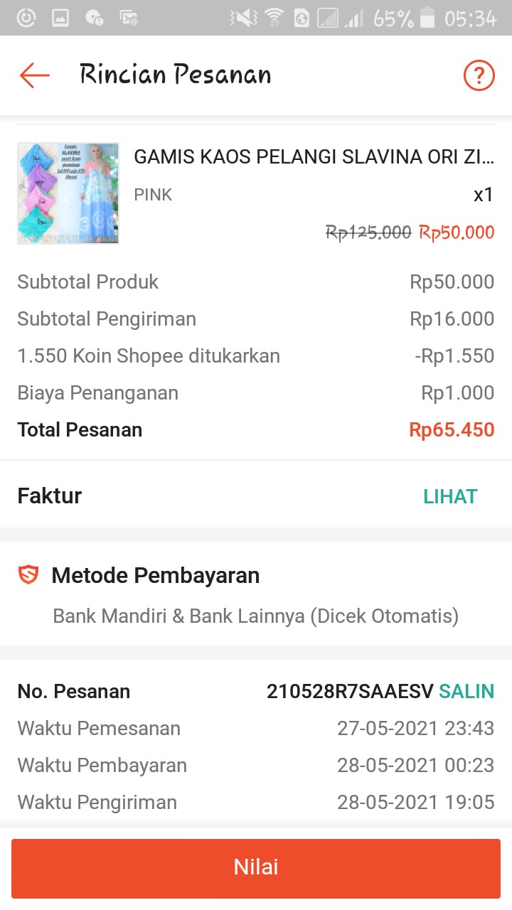 Gamis Kaos Pelangi Slavina Ori Ziray Batik Jumbo Premium