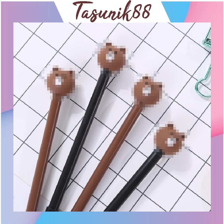 

⭐TasUnik88⭐ R077 Pulpen Karakter Lucu Model Brown Cute Tinta Gel Black Pena