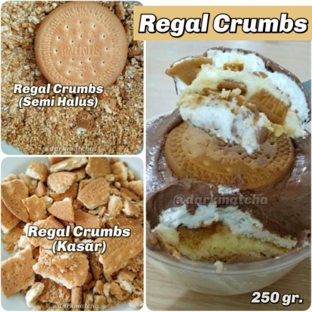 

REGAL CRUMBS 250 GR biskuit marie regal roegal bubuk regal kue topping minuman susu kopi biskuit