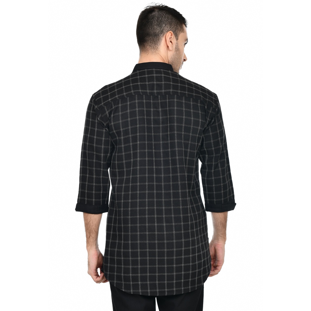 Koko Dewasa Motif Tartan Kurta Kotak - Kotak Bahan Semi Wool , Kemeja Kotak , Kemeja Koko Pria Dewasa