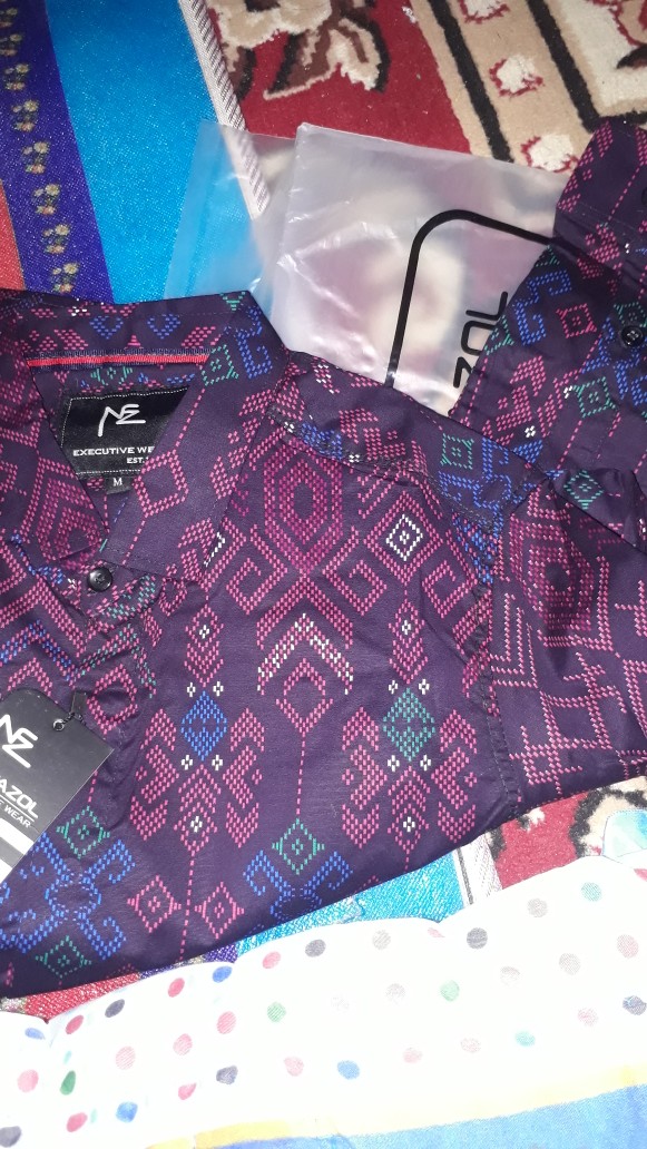 Kemeja Batik Pria Lengan Panjang Ungu Long Batik Purple Songket Murah Distro 6803