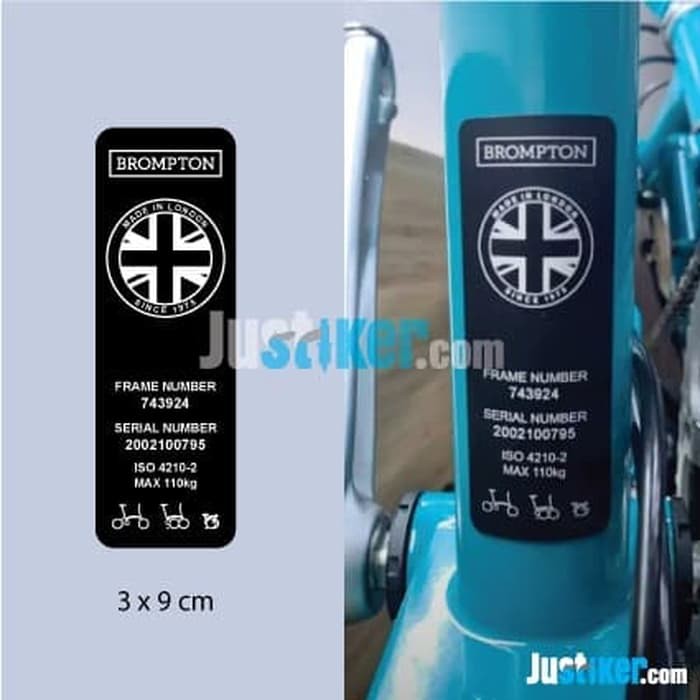 Jual Sticker Sepeda Brompton Backframe Decal, Brompton Frame Number