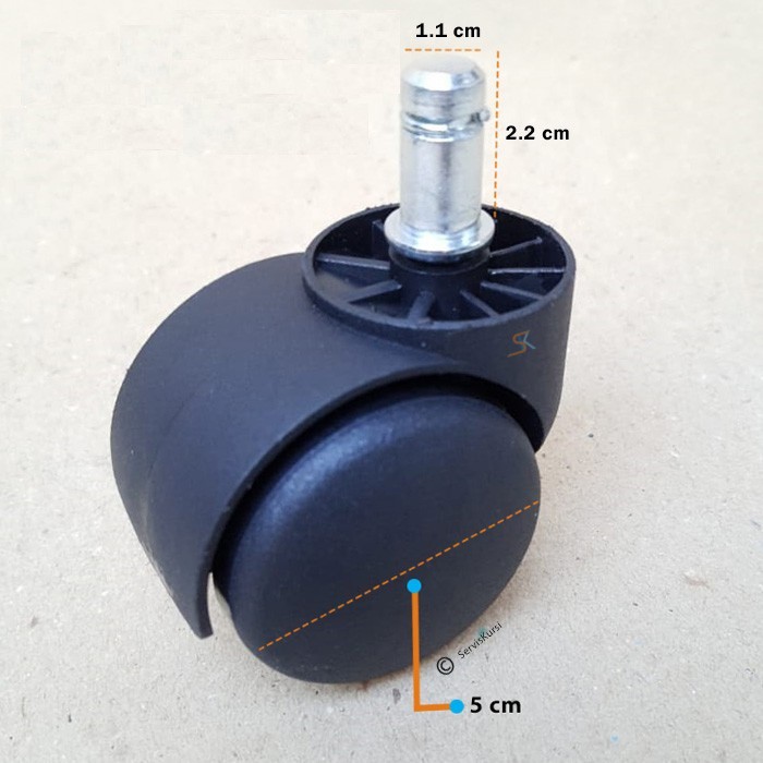 Roda Kursi Kantor Lemari Meja Dorong 2 inch 50mm Tusuk Tancap Castor