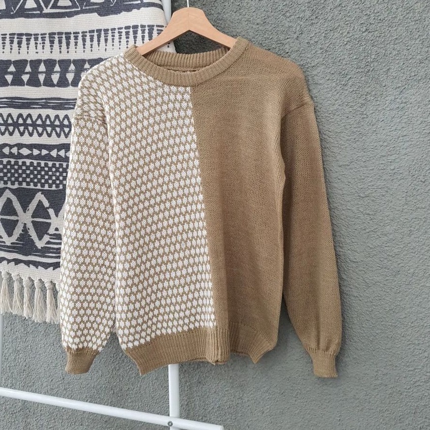 Sweater Trendy Wanita Amor Mix Polos Bahan Rajut Korean Style