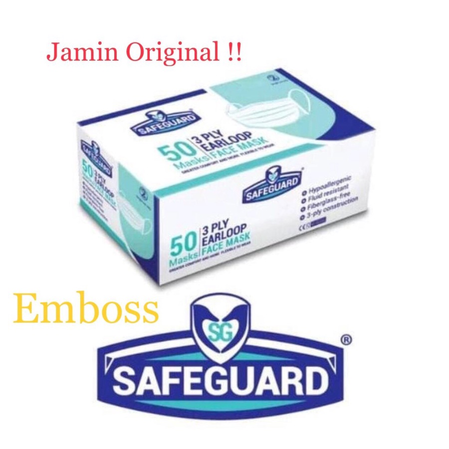 Masker SAFEGUARD Earloop 3ply isi 50 pcs Original