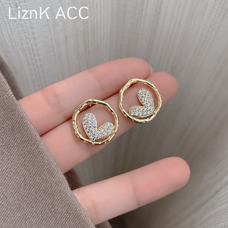 Heart Shape Shine S925 Silver Plated Earring Ear Studs