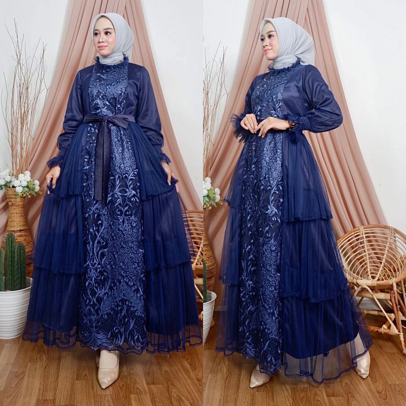 GAMIS CATTALEYA GOWN // BAHAN TULLE BORDIR PREMUIM// ORIGINAL By Pelangi Jaya