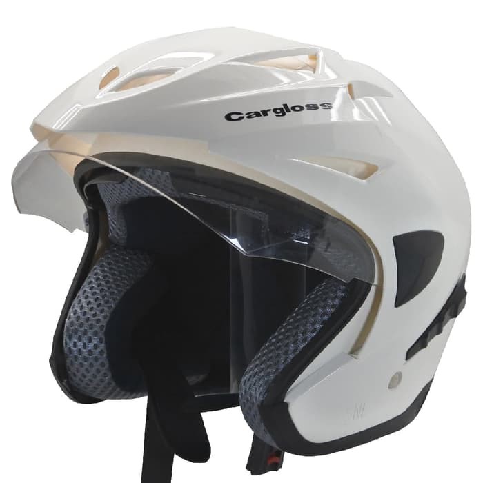 Helm Cargloss YDV Helm Half Face Double Visor - White