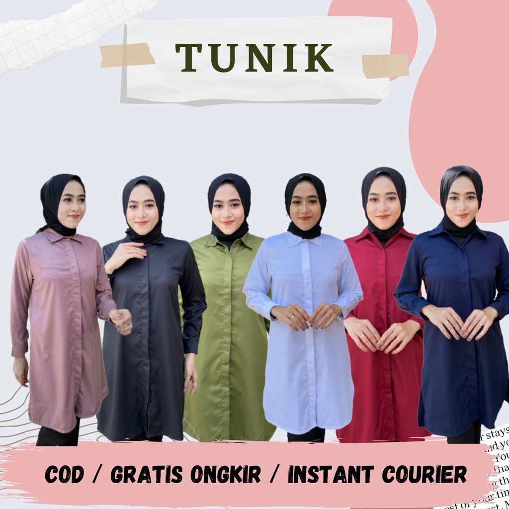 Kemeja Tunik Putih Wanita Lengan Panjang / Tunik Toyobo Premium Wanita Lengan Panjang