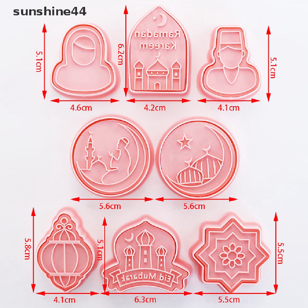 Sunshine 8PCS Cetakan Biskuit / Cookies Muslim Bentuk Bulan / Bintang / Stempel