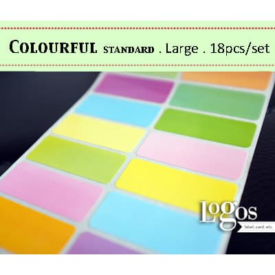 

TERLARIS!! Colourful LARGE standard. Sticker Label nama waterproof warna warni UNIK