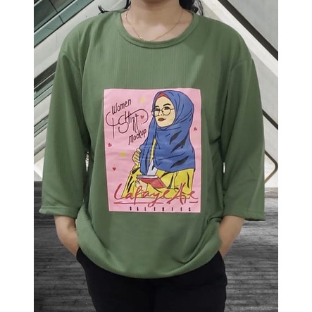 Long Tunik Hanna Motif Bordir COD-Kaos Wanita model Hijab