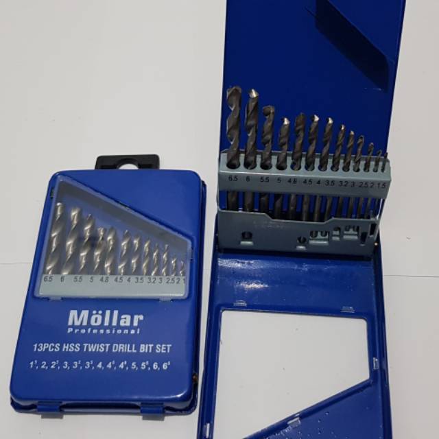 mata bor besi set 13pcs / HSS twist drill bit 1.5 - 6..6mm original