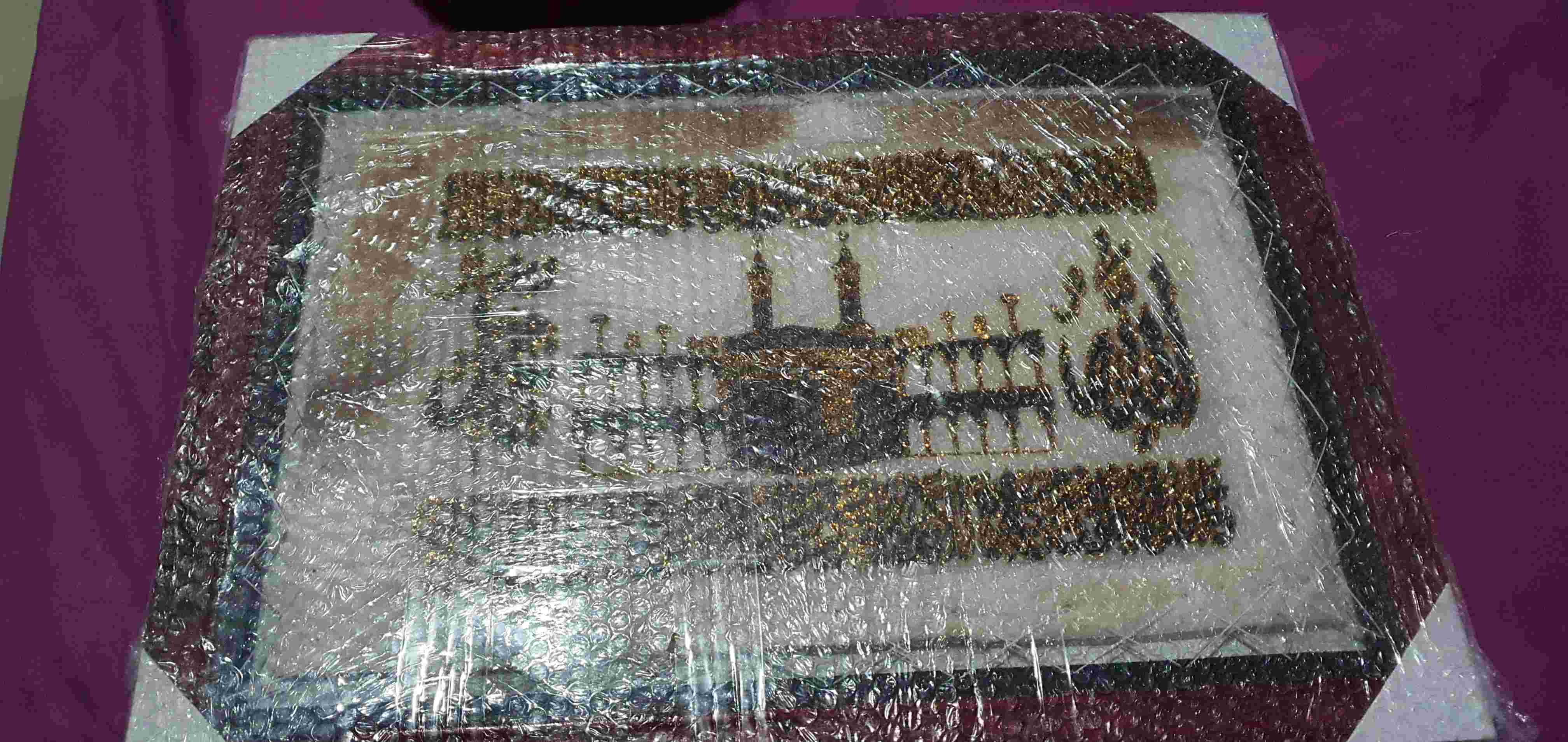 (tak Tertandingi) Kaligrafi Paket Jumbo 3 Pcs Ayat Kursi Kabah Dan Allah Muhammad Plus Pigura