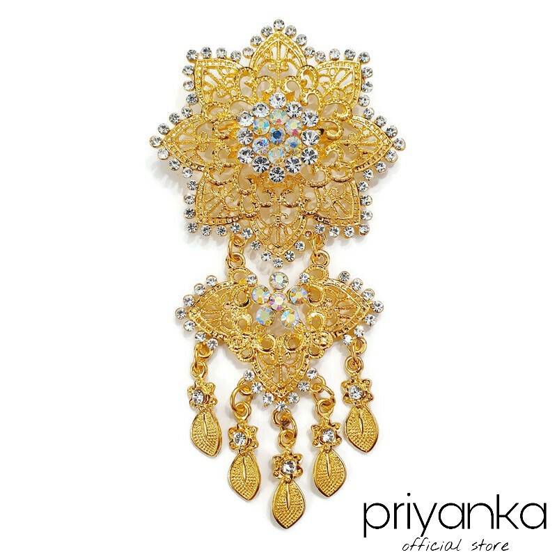 Bros Kebaya Flowie Satuan/Aksesoris kebaya modern / Bros kebaya modern kekinian-Perform Gold