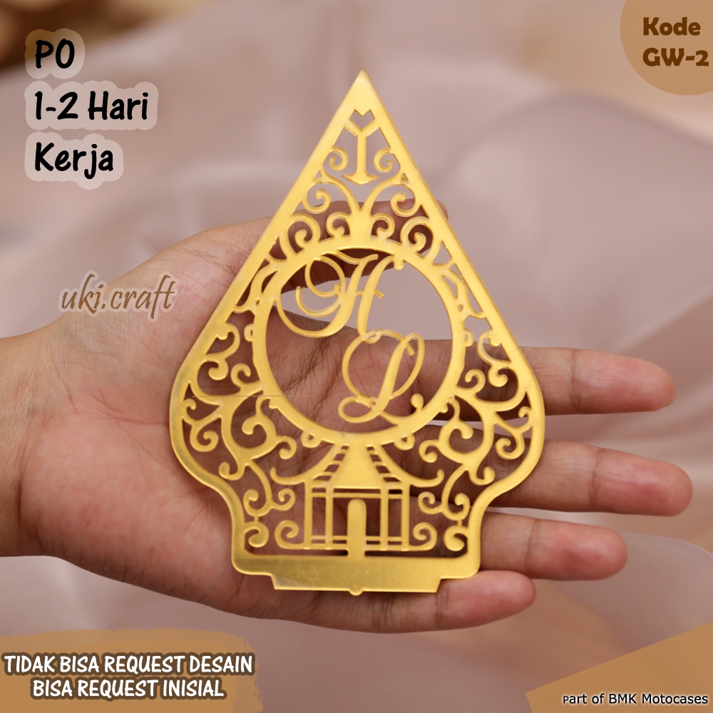 Gunungan Wayang Custom Akrilik Mirror Gold / Emas Dekorasi Hiasan Mahar Gunungan Wayang Custom Akril