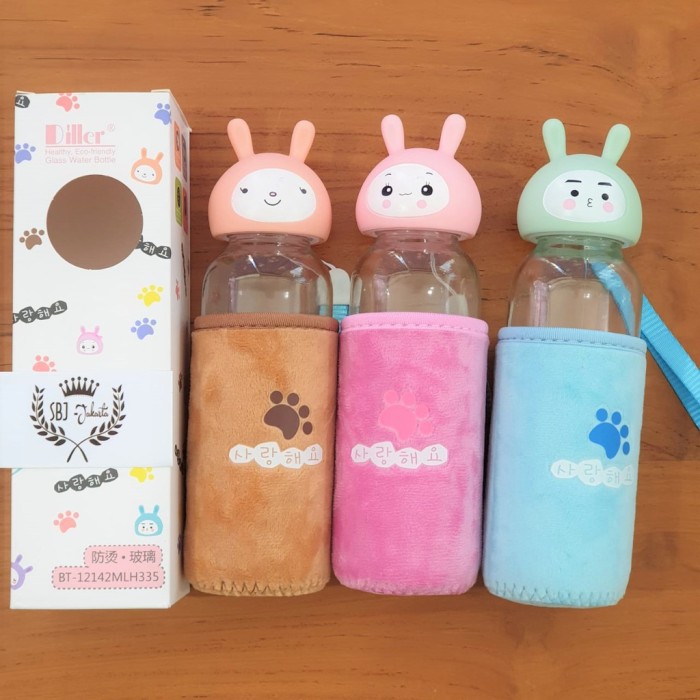 Botol Air Minum Kaca Diller Rabbit 300ml