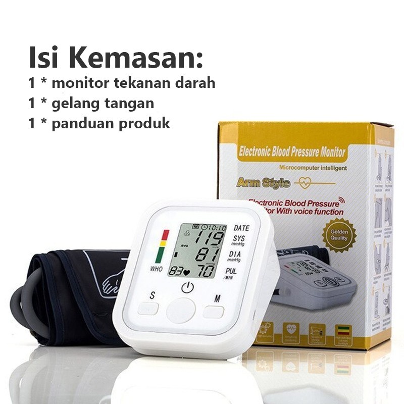 Alat Cek Pengukur Tekanan Tensi Darah Digital Tensimeter Sphygmomanometer Blood Pressure Monitor