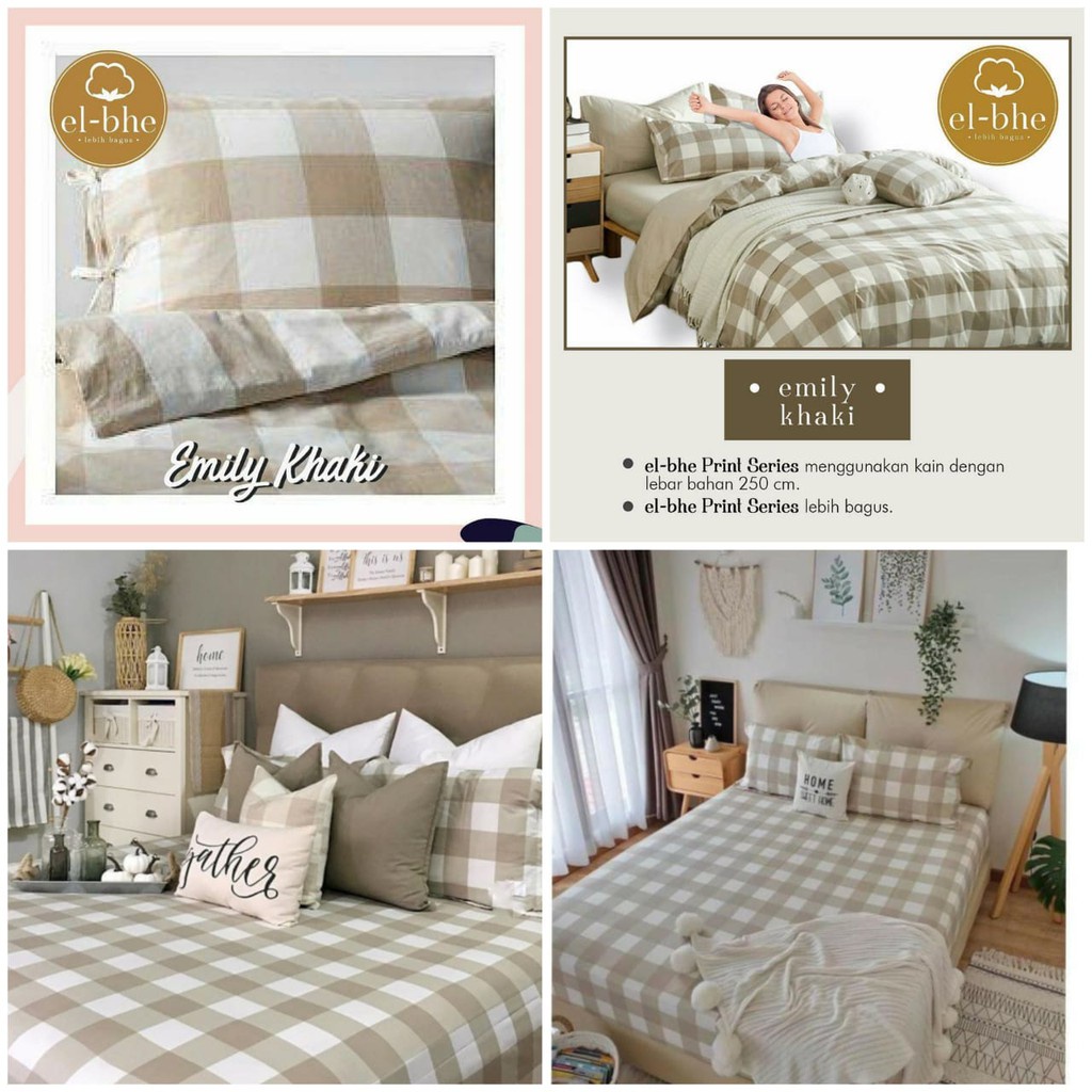 SPREI KOTAK Emily AESTHETIC KATUN KOREA SINGLE 90x200/120x200/160x200/180x200 ( T 20-30 cm )