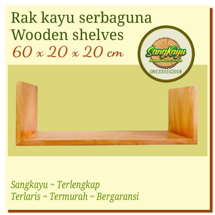 Rak dinding serbaguna kayu 60x20 cm rak kayu minimalis Wooden shelves