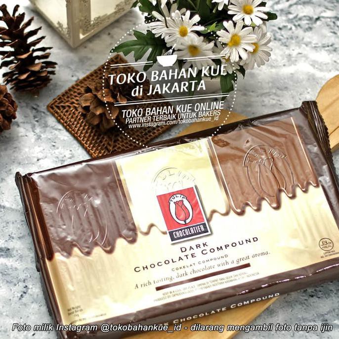 

Toko-Bahan-Kue- Cokelat Tulip Dark Chocolate Compound Coklat Batang 200 Gr Repack -Terlengkap-