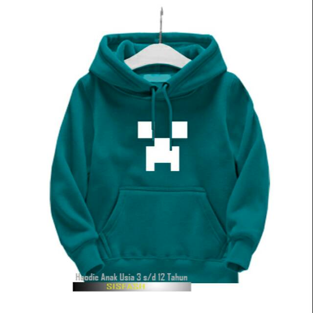 Hoodie Sweater Anak Minecraft - Hijau Tosca