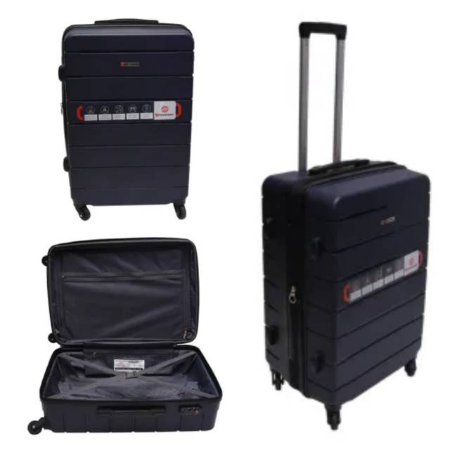 Koper Travel, Warna Biru Navy, Size. 28 inch, Hardcase, Material PP Plus, Roda 360°, TSA