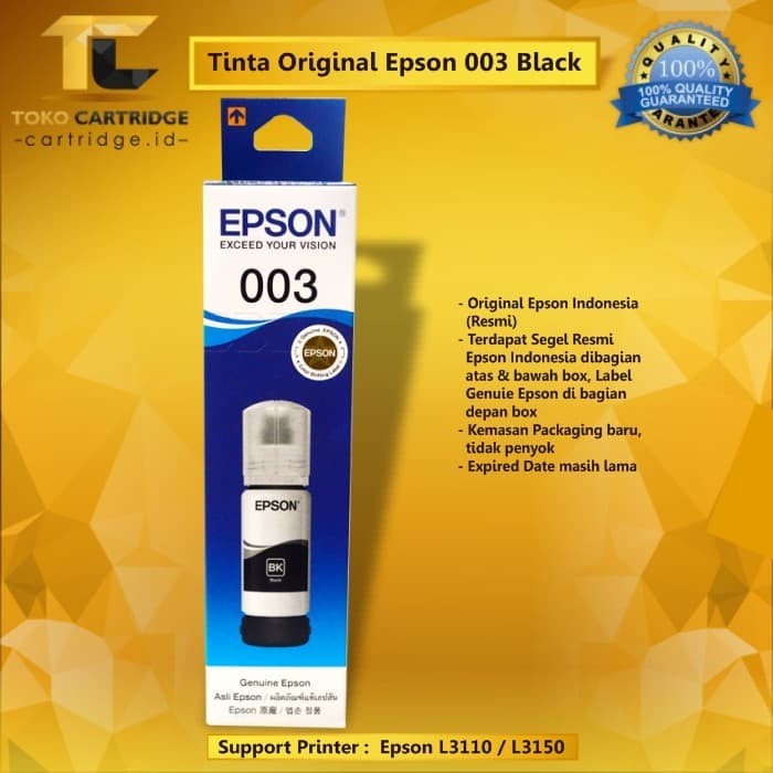 Tinta Epson 003 black Original Refill Ink Printer L3110 L3150 L 3110 Diskon